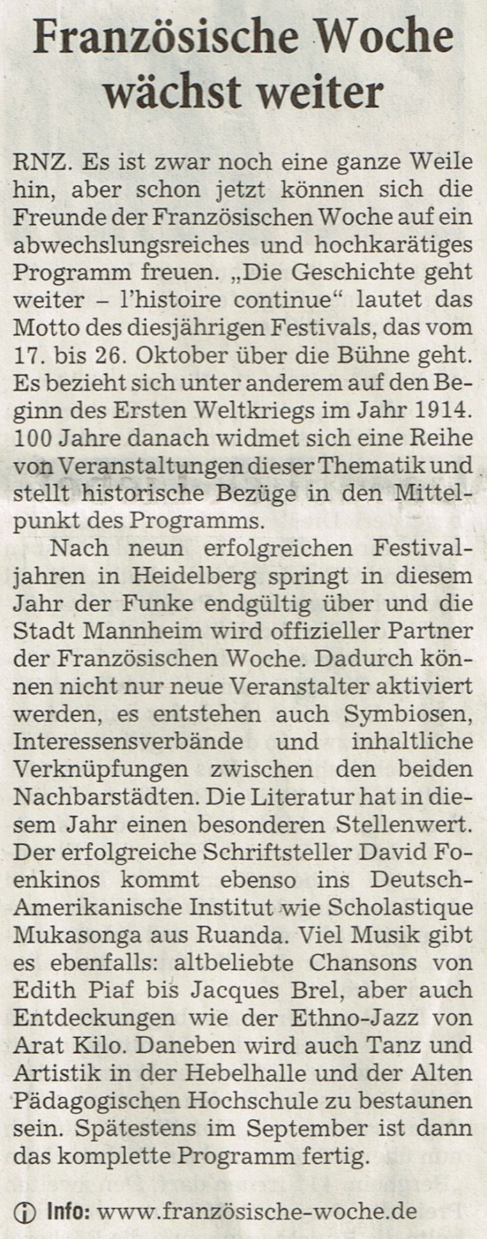 Französische Woche wächst weiter